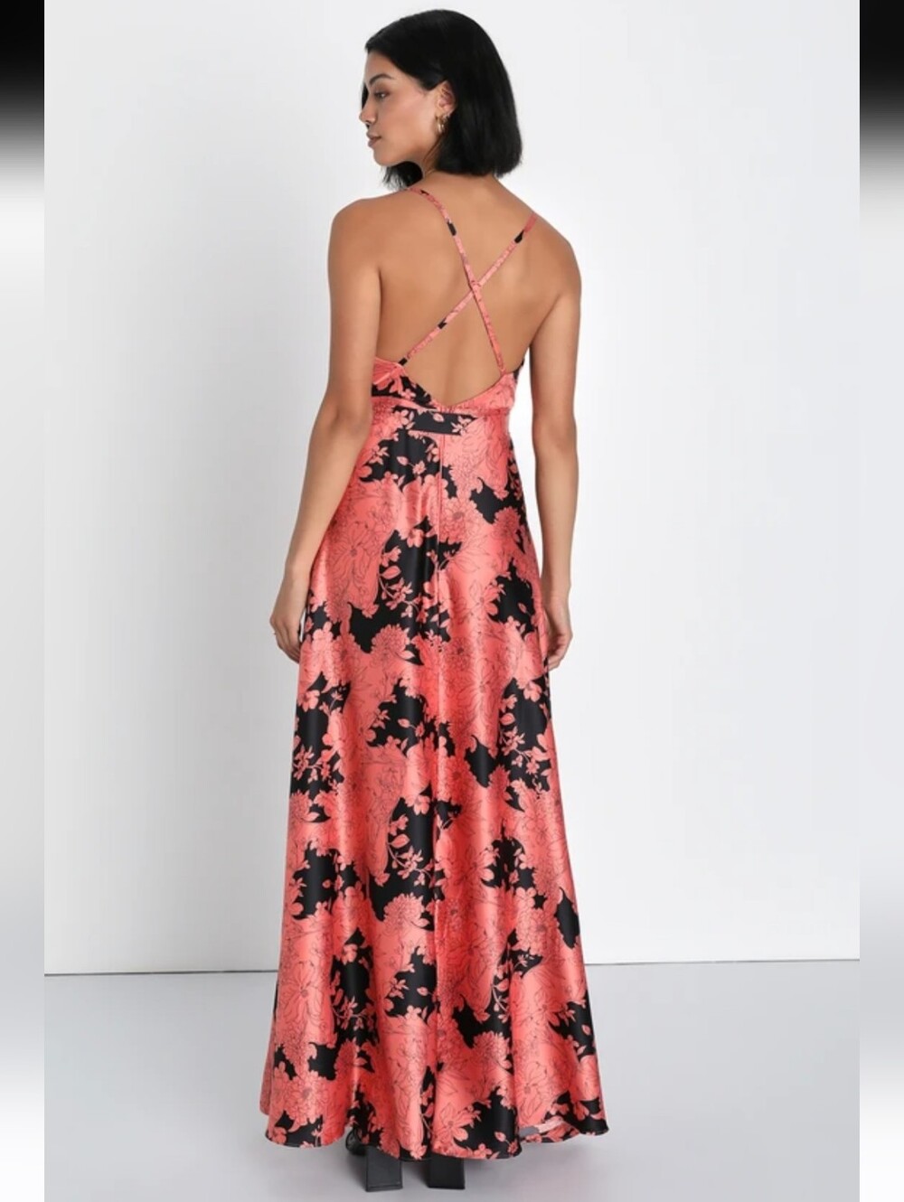 Tea Gardens Rusty Rose Floral Print Satin Maxi Dress Size Xs - Picture 3 of 9